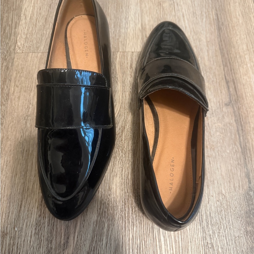 NWT Halogen Glossy Black Loafers - Picture 2 of 4